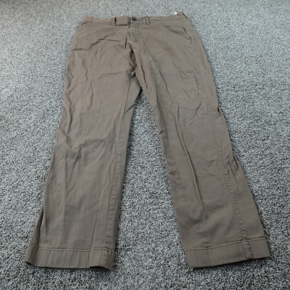 J Crew Pants Mens 36X32 Brown Tan Khaki Chino Trouser Straight Flex Stretch Flat